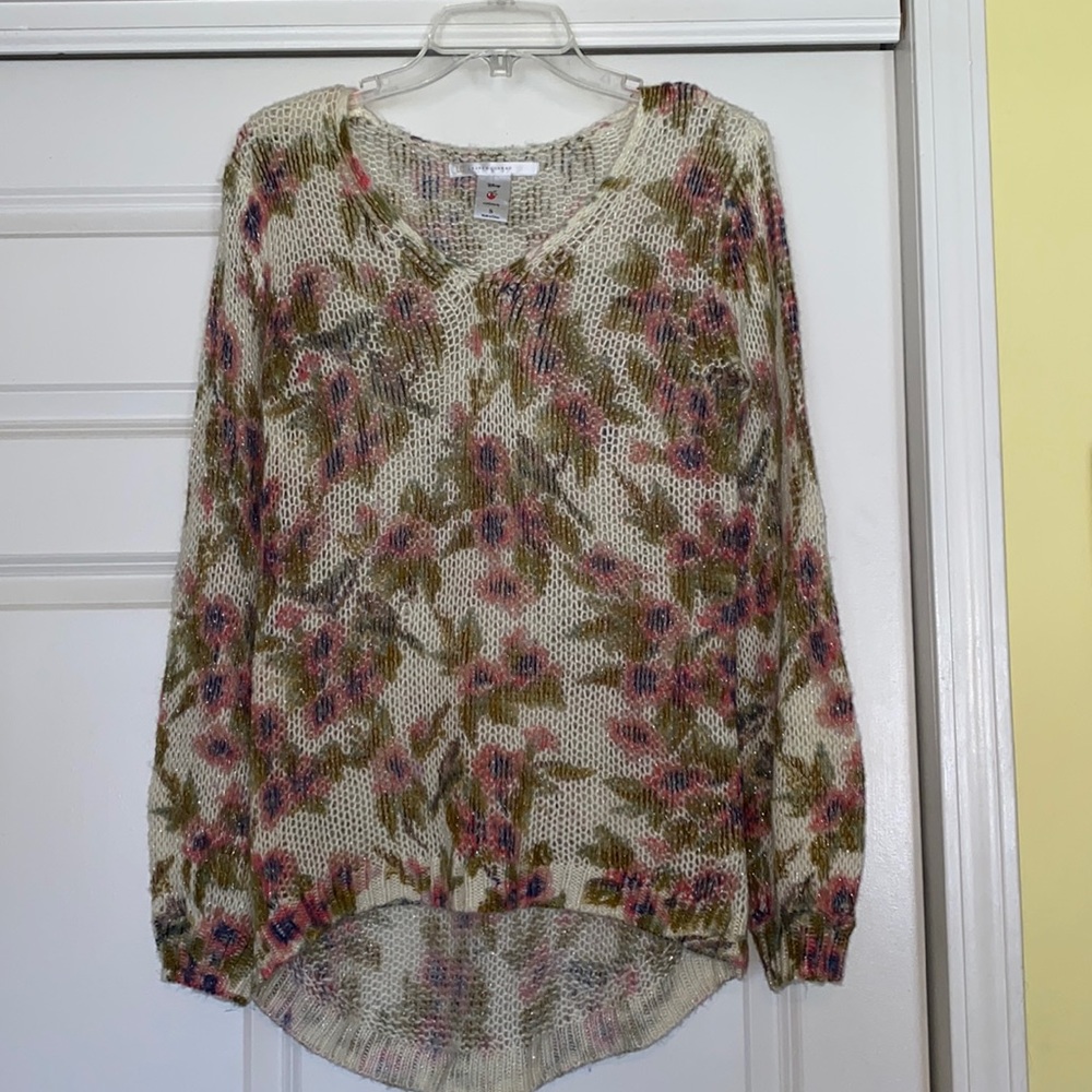 Lauren Conrad Disney collection oversized loose knit floral sweater